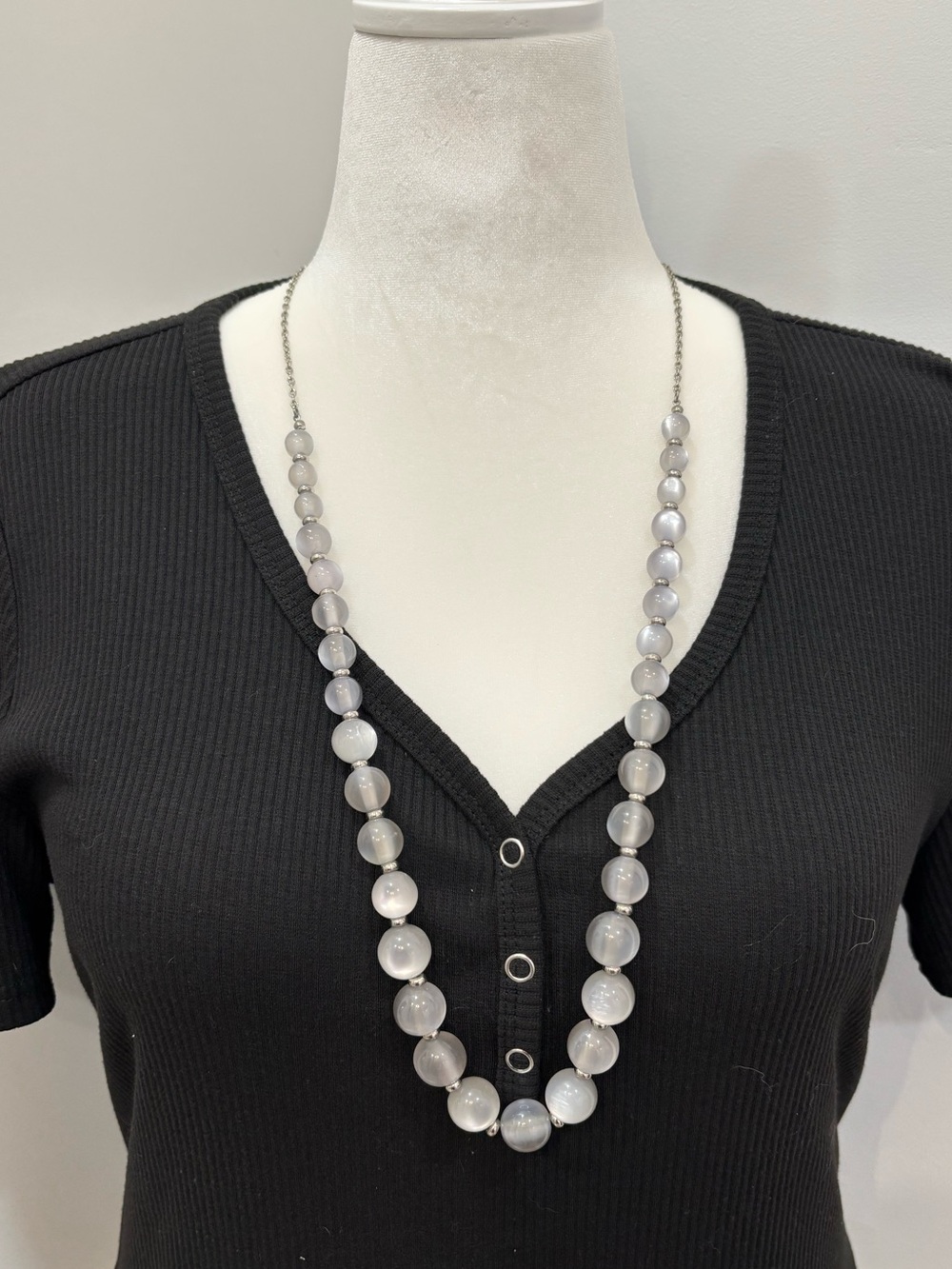 Gray Beaded Necklace - Women’s Jewelry